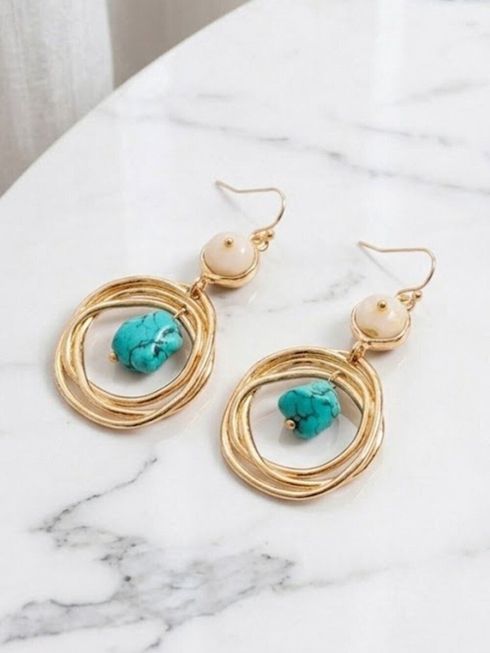 Ladies Elegant Teal Dangle Earrings - Brand New